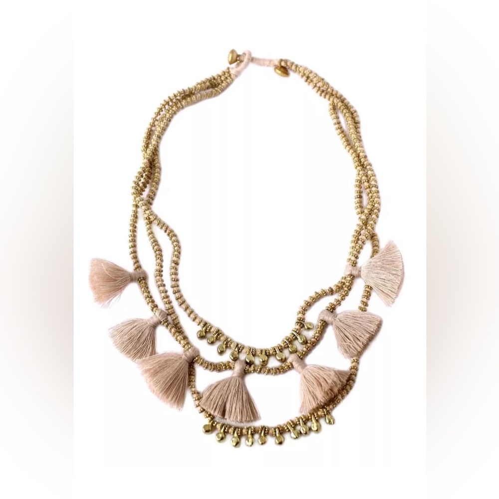 NEW BLUMA PROJECT HANDMADE “LUNA” TASSEL NECKLACE-SAND